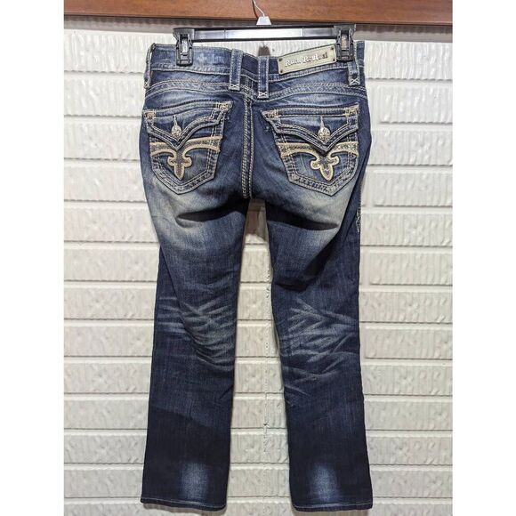 Rock Revival Women's Blue Light Wash Distressed Heather Capri Jeans Size 26 - Picture 2 of 10